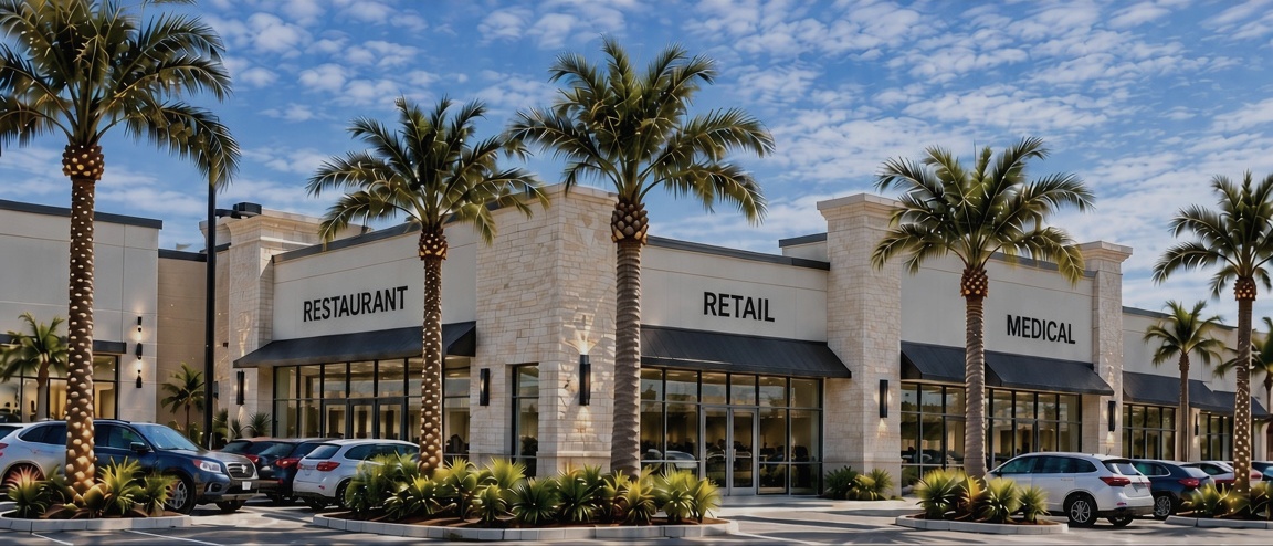 Conceptual Capital Square retail storefronts on Lee Boulevard in Lehigh Acres